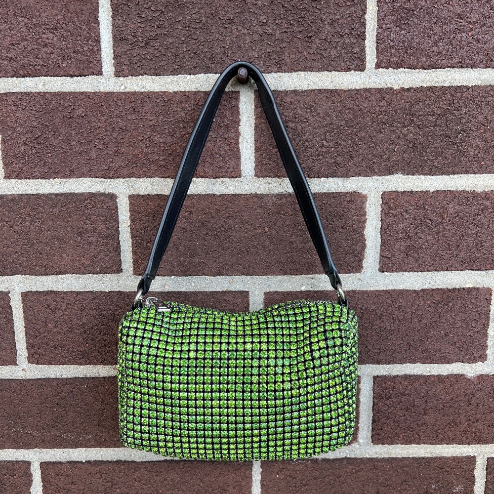 Green rhinestone shoulder Bag